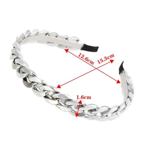 3PCS Chained Reaction Girls Inspired Hair Hoop Thick Chain Metal Resin Headband main image 4